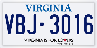 VA license plate VBJ3016