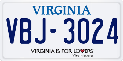 VA license plate VBJ3024