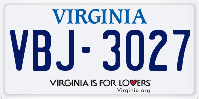 VA license plate VBJ3027