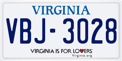 VA license plate VBJ3028