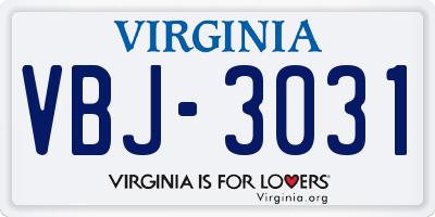 VA license plate VBJ3031