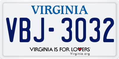 VA license plate VBJ3032
