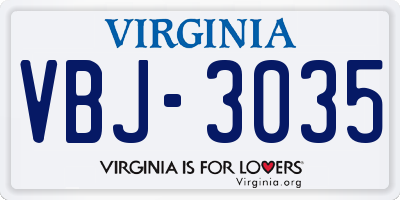 VA license plate VBJ3035