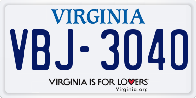 VA license plate VBJ3040