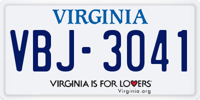 VA license plate VBJ3041