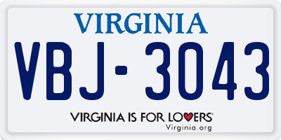 VA license plate VBJ3043