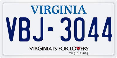 VA license plate VBJ3044