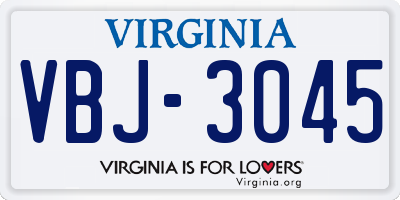 VA license plate VBJ3045