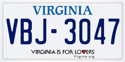 VA license plate VBJ3047