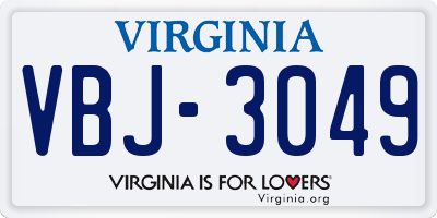 VA license plate VBJ3049