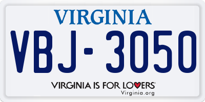 VA license plate VBJ3050