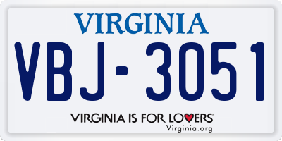 VA license plate VBJ3051