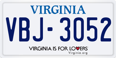 VA license plate VBJ3052
