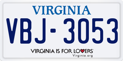 VA license plate VBJ3053