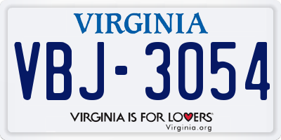 VA license plate VBJ3054