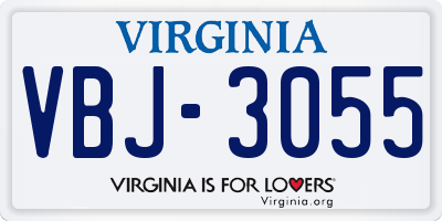 VA license plate VBJ3055