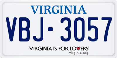 VA license plate VBJ3057