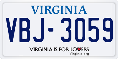 VA license plate VBJ3059