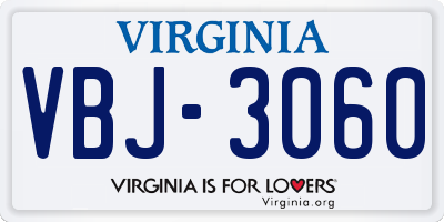 VA license plate VBJ3060