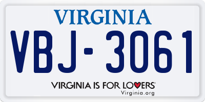 VA license plate VBJ3061