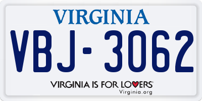 VA license plate VBJ3062