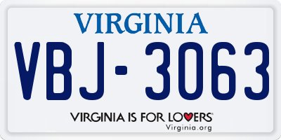 VA license plate VBJ3063