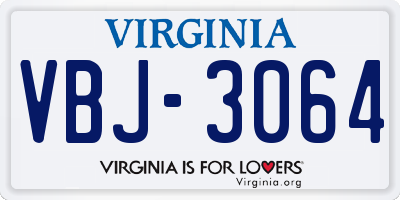 VA license plate VBJ3064