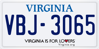 VA license plate VBJ3065