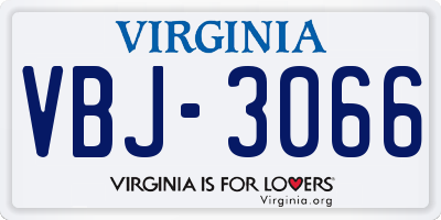 VA license plate VBJ3066