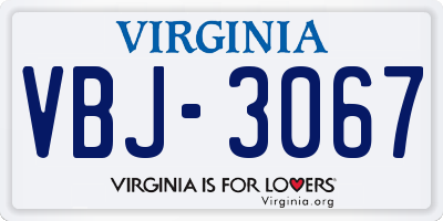 VA license plate VBJ3067