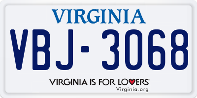 VA license plate VBJ3068