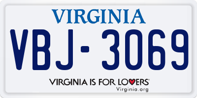 VA license plate VBJ3069