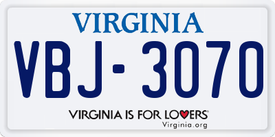 VA license plate VBJ3070