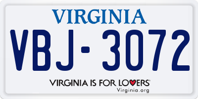 VA license plate VBJ3072