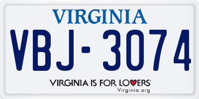 VA license plate VBJ3074