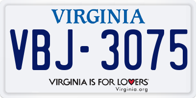VA license plate VBJ3075