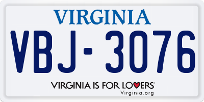 VA license plate VBJ3076