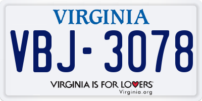 VA license plate VBJ3078
