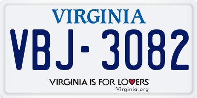 VA license plate VBJ3082