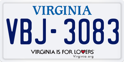 VA license plate VBJ3083