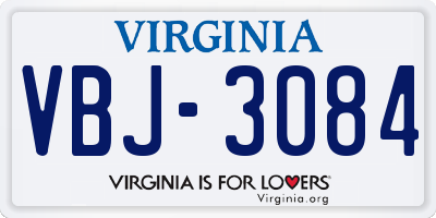 VA license plate VBJ3084