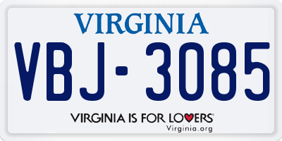 VA license plate VBJ3085