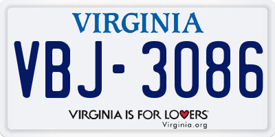 VA license plate VBJ3086