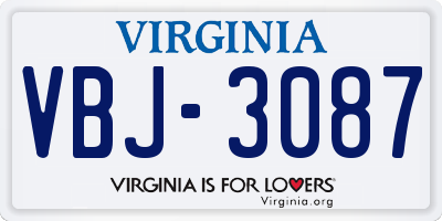 VA license plate VBJ3087