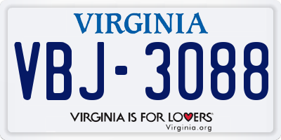 VA license plate VBJ3088