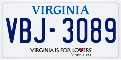 VA license plate VBJ3089