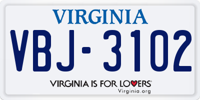 VA license plate VBJ3102