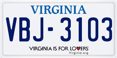 VA license plate VBJ3103