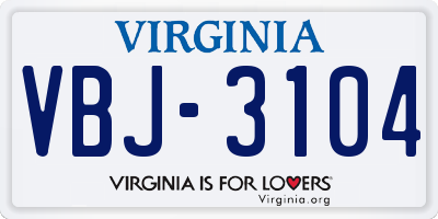 VA license plate VBJ3104