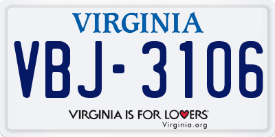 VA license plate VBJ3106